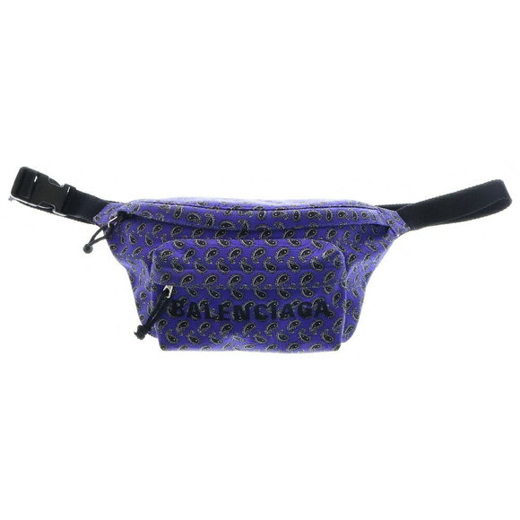 Balenciaga Paisley Shoulder Bag Blue Waist Embroidered - Picture 1 of 6